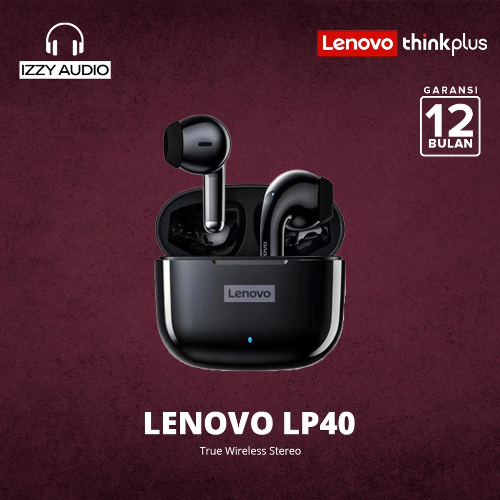 Lenovo LP40 True Wireless Bluetooth Earphone Mini Earbuds TWS - Hitam