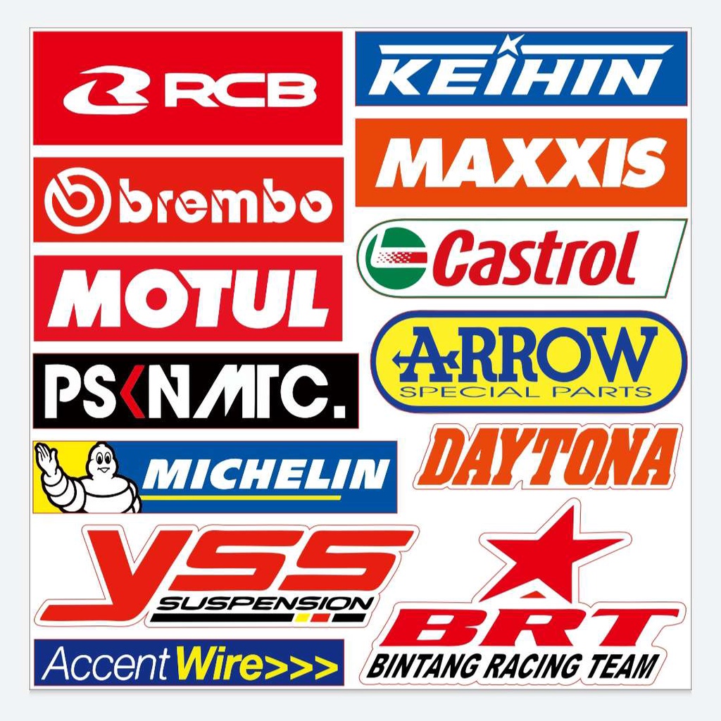 

Stiker sponsor racing sparepart maxxis brembo motul arrow