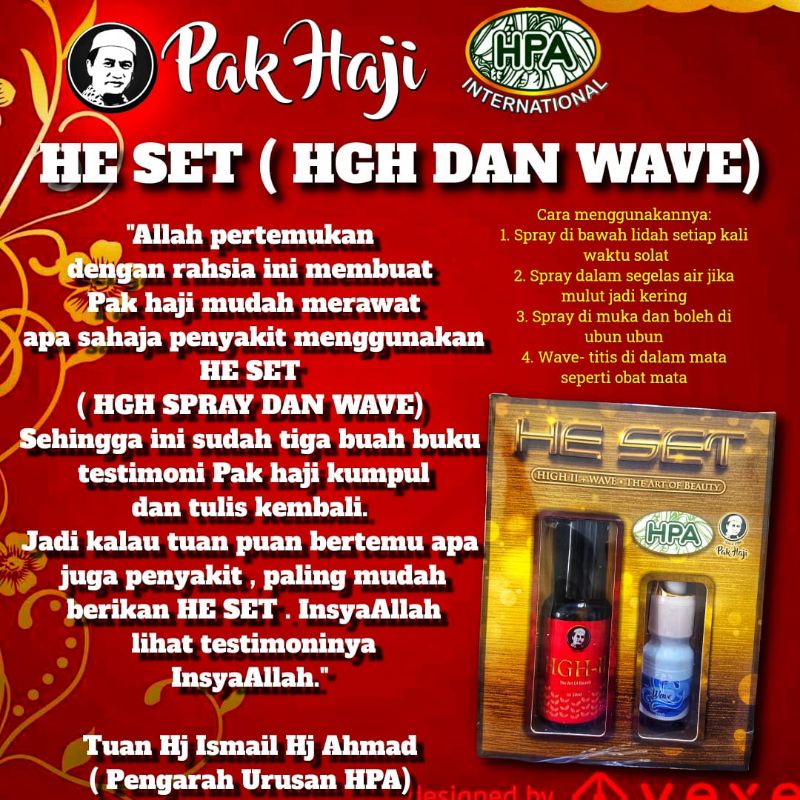 HESET  HPA INTERNASIONAL PAK HAJI Terdiri dari HGH II dan WAVE  ORIGINAL Malasya