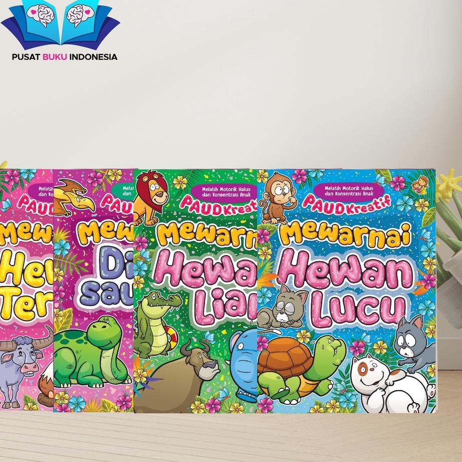 PROMO HARI INI BUKU AKTIVITAS MEWARNAI ANAK TEMA DINOSAURUS & HEWAN ANAK TK PAUD BONUS CRAYON gas 