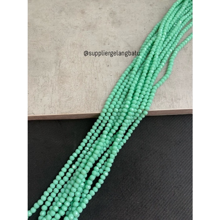 Crystal Ceko Doff 8mm GREEN MINT bahan gelang kalung mote DIY craft