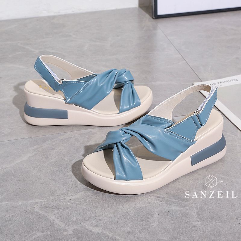 0007 Sanzeil Savina Wedges - Sandal Wanita Import Wedges Tinggi Model X Sandal wanita Terbaru kekinian