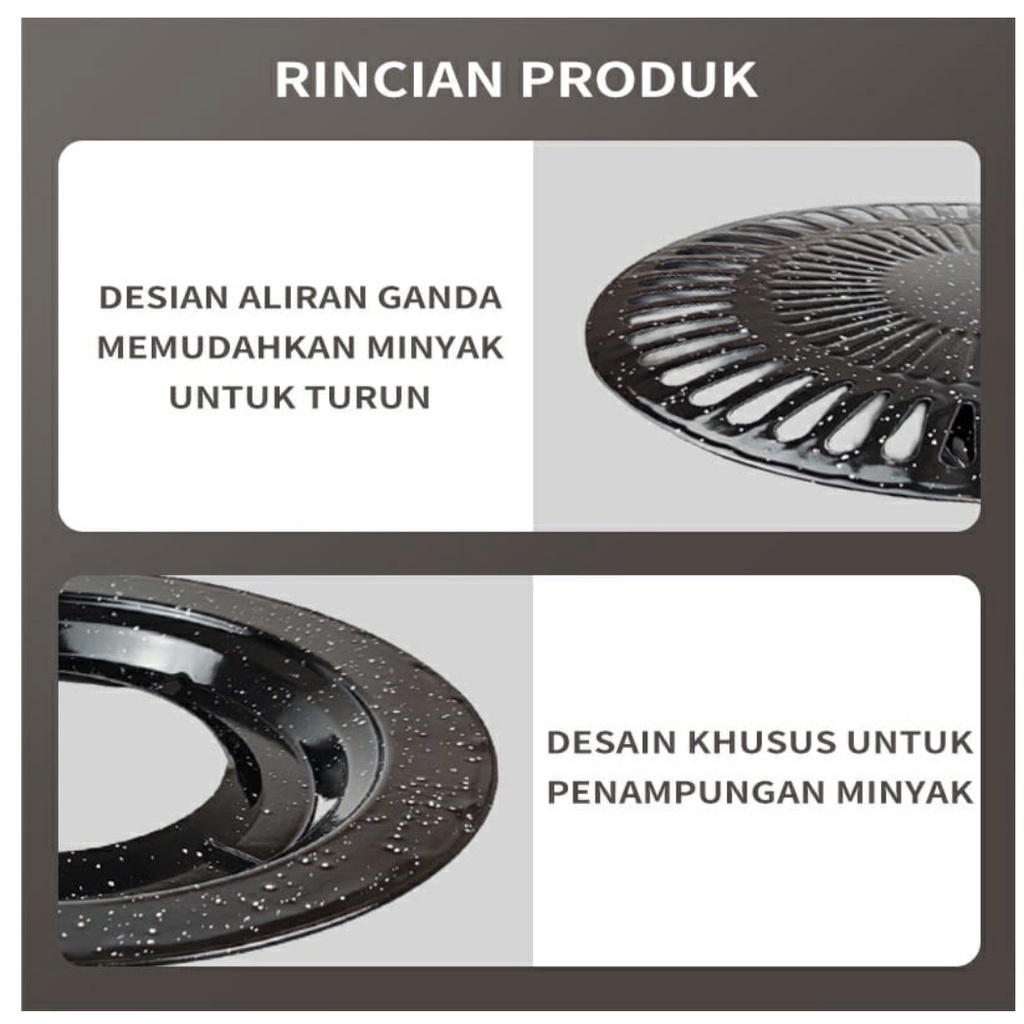 Panggangan Bulat BBQ Ultra Grill Pan 32cm - Alat Pemanggang Daging - Panggangan Indor Kompor Ala Korea Anti Lengket Serbaguna