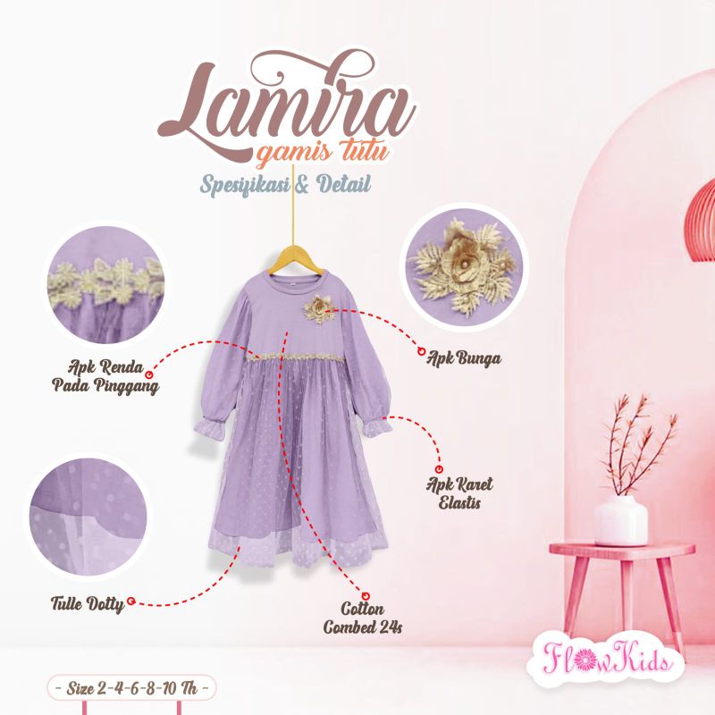 LAMIRA GAMIS TUTU FLOWKIDS PREMIUM / GAMIS TUTU LAMIIRA FLOWER KIDS SIZE 2-10 T nabLfashion