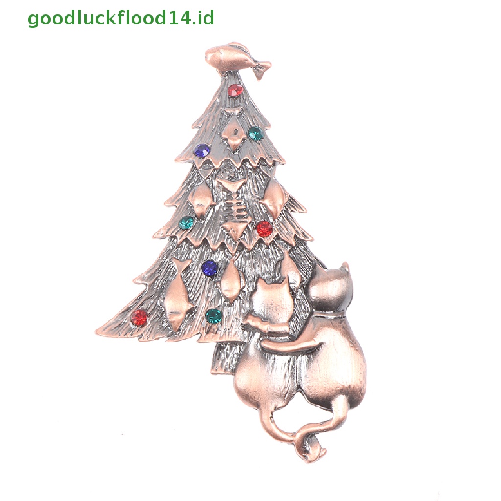 [GOOGFOUR] 1pc Pohon Natal Kucing Bros Wanita Dan Gadis Perhiasan Hadiah Brooch Pin Gift [TOP]