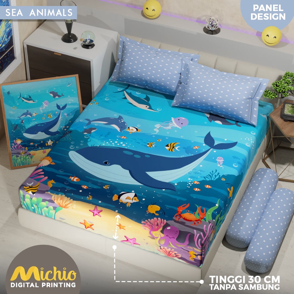 Michio Digital Printing Sprei Uk 160/180 T 30 - Sea Animals