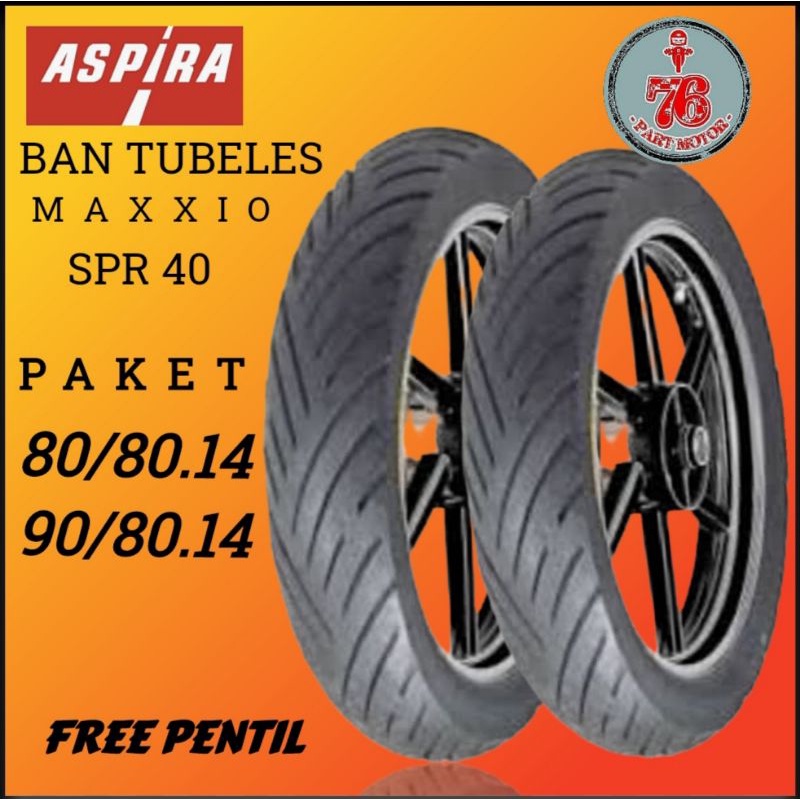 PAKET BAN TUBELESS MAXXIO SPR40 80/80.14 DAN 90/80.14 FREE PENTIL