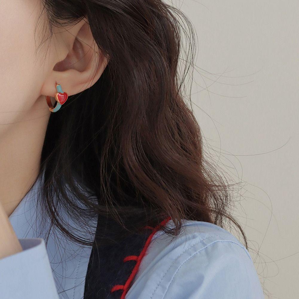 Mxbeauty Wanita Anting Hoop Manis Indah Retro Trendi Perhiasan Fashion Telinga Stud Berbentuk Hati Alloy Gaya Korea Earrings