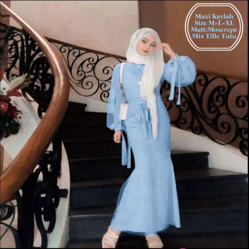 Pakaian Muslim Wanita Busui Model Duyung Terbaru Lengan Balon/Maxi Kaylah Dress Size M-L-XL Matt Moscrepe Mix Tille Tutu