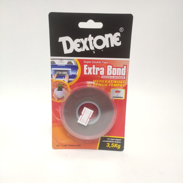 

12MM/DEXTONE EXTRABOND Isolasi Bolak Balik Busa Double Foam Tape Merah