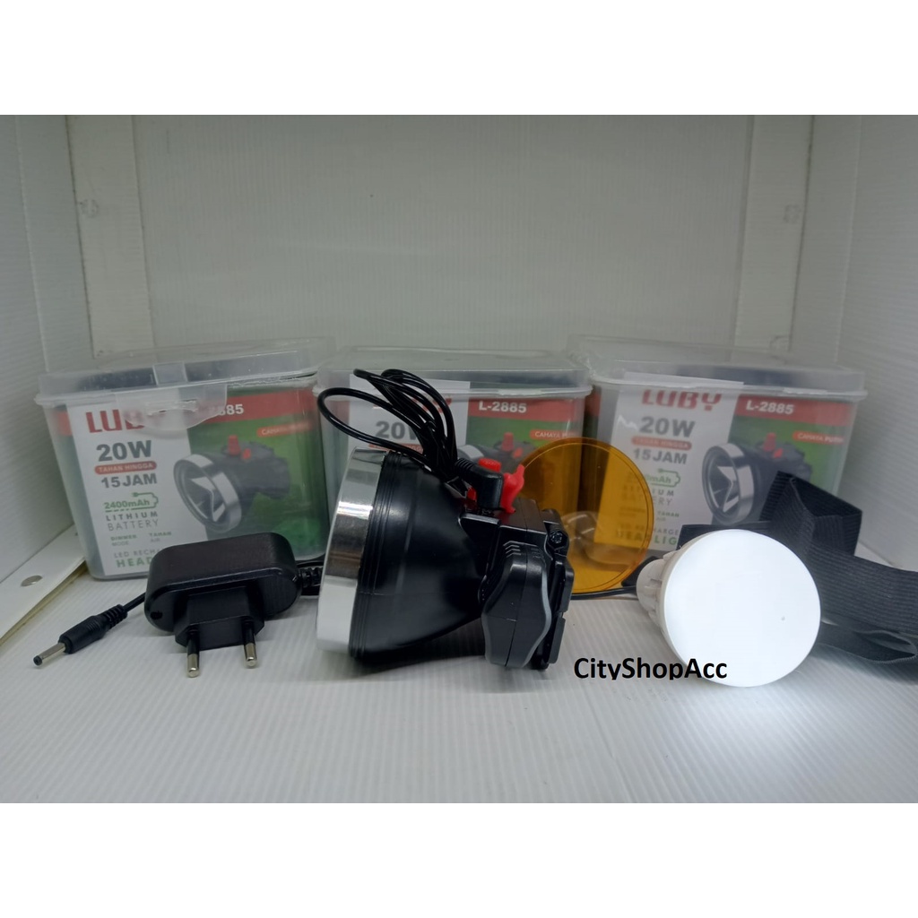 Senter Kepala LED Luby L-2885 FREE Lampu LED DC / Headlamp Luby L2885 GRATIS Lampu