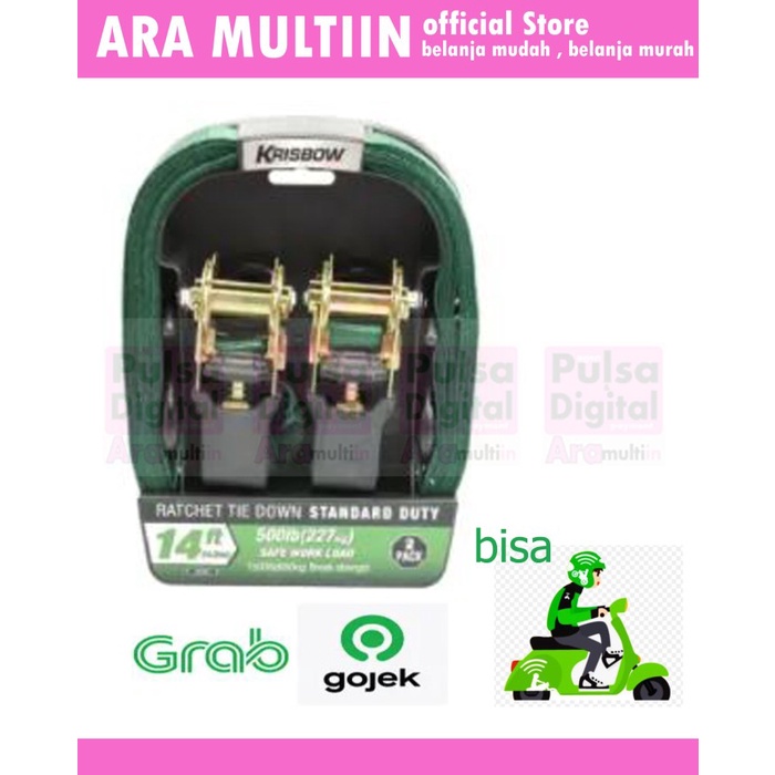 Tali Krisbow Tali Pengikat Barang Tie Down / Ratchet Tie Down-Hijau