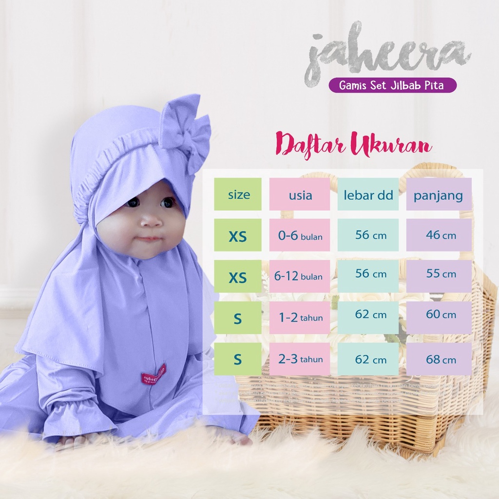 PROMO 7.7 GAMIS JAHEERA GAMIS + JILBAB ANAK PEREMPUAN GAMIS BAJU LEBARAN ANAK 0-3 TAHUN