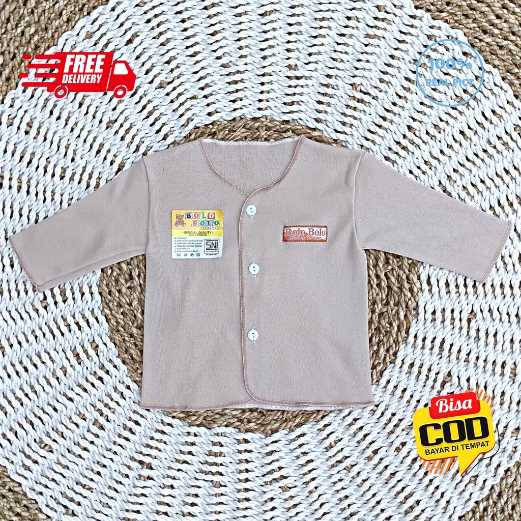 SALE 7.7 Serian Coklat Susu - 3 pcs Baju Bayi Tangan Panjang Baru Lahir 0 sd 3 Bulan Coklat Susu merk SNI Bolo - Bolo