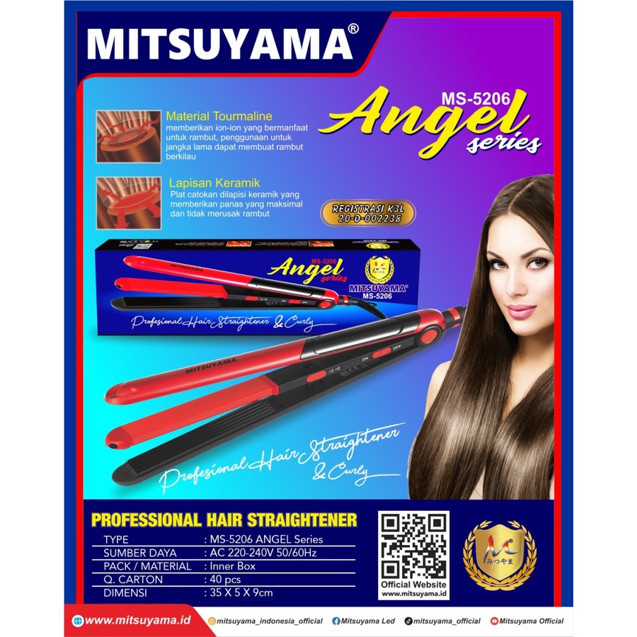 Barangunik22021 -Alat Catok Rambut&amp;Keriting Profesional Series Angel Mitsuyama MS-5206