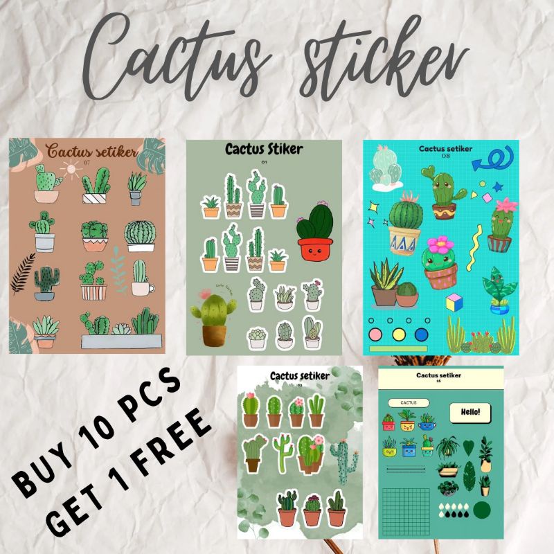 

STICKER Aesthetic||Stiker Cactus|| Journal Scrapbook|| Tumblr Sticker||Diary Notebook Sticker||Aesthetic Sticker Hp laptop||Sticker anak