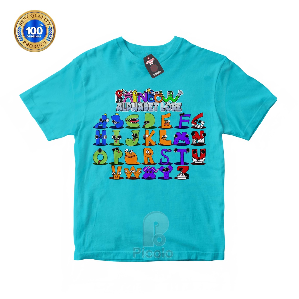 (FREE NAMA) BAJU KAOS ATASAN ANAK MOTIF ALPHABET RAINBOW FRIENDS UNISEX Bahan COTTUN