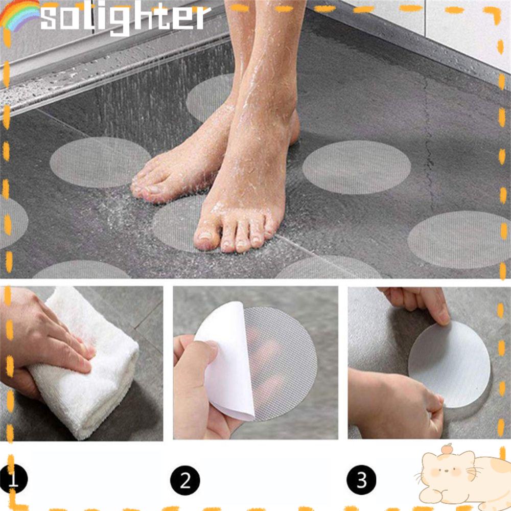 Solighter Stiker Selip Bathtub Stiker Strip Tangga Transparan Bentuk Bulat Stiker Anti Slip