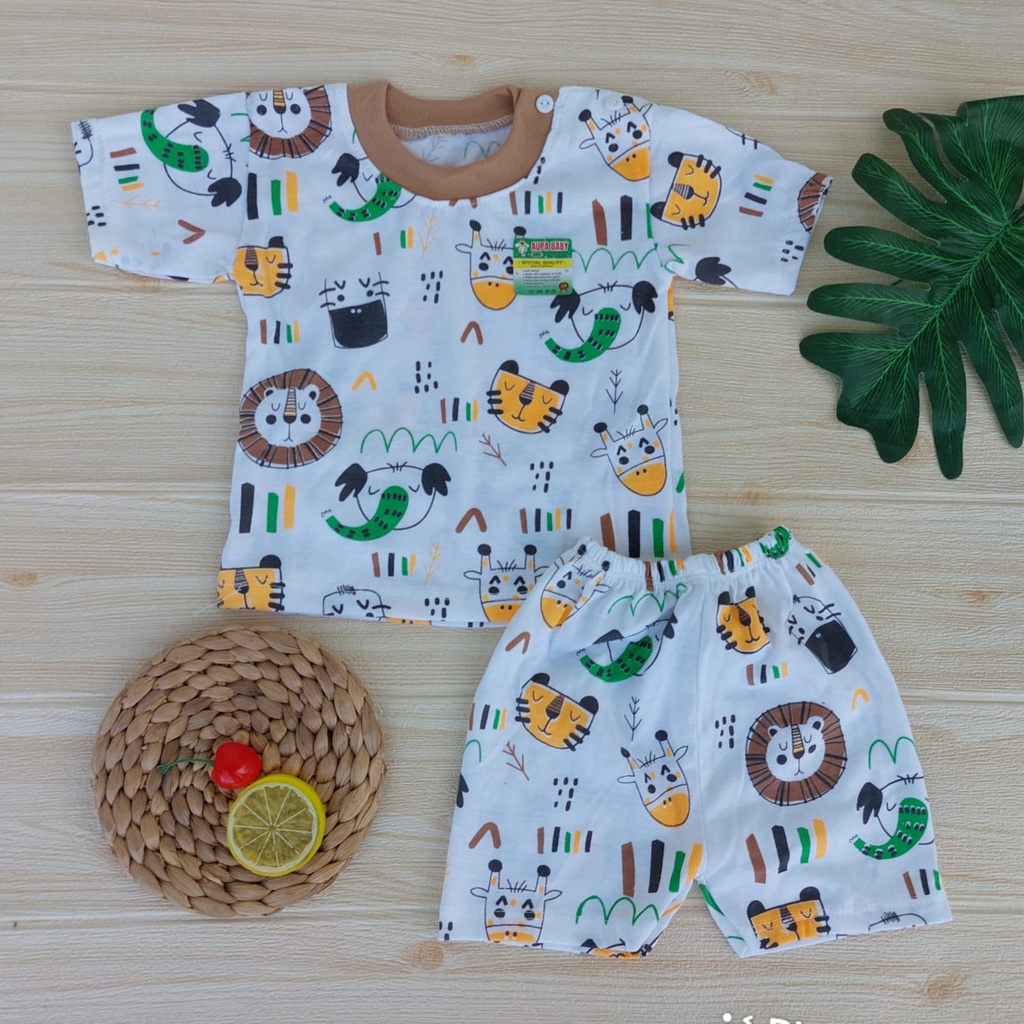 Setelan Piyama Premium Lengan Pendek Motif Dayak baju bayi anak usia 3-12 bulan kancing