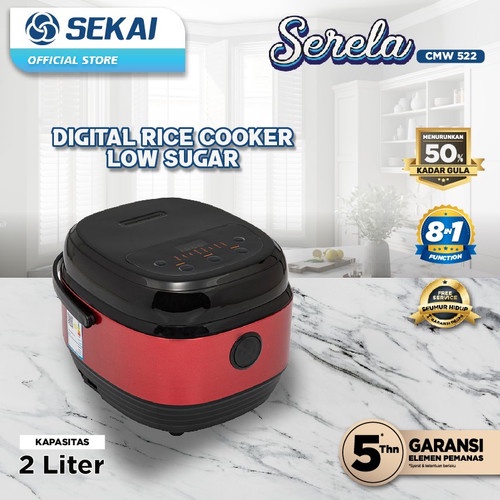 Rice Cooker Digital SEKAI Less Sugar Low Carbo Serela CMW 522 / Penanak Nasi Magic Com Anti Gemuk 2 LITER