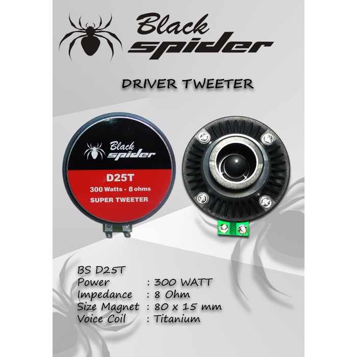 Driver Car Subwoofer Black Spider BS D25T
