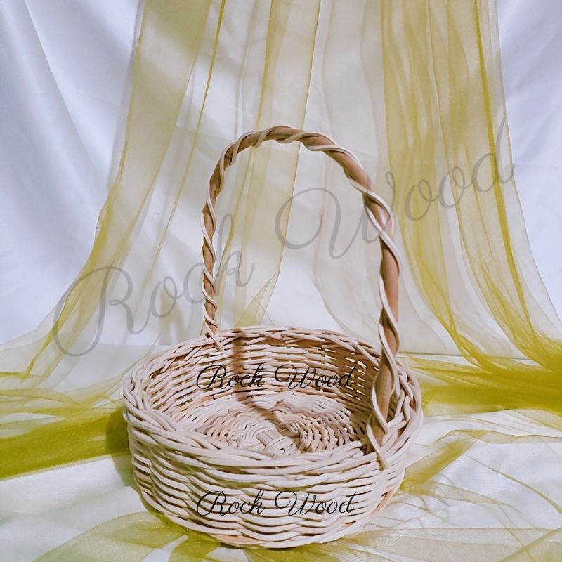 

[ROTAN] keranjang rotan sweet Diameter 18cm dengan pegangan cantik estetik dekorasi hampers parcel