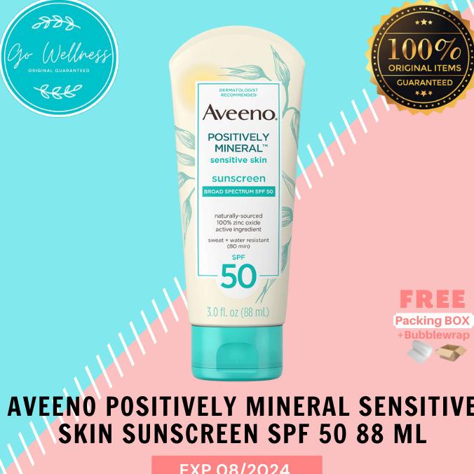 BISA COD Aveeno Positively Mineral Sensitive Skin Sunscreen SPF 50 88 ml SUNSCREEN AZARINE/SUNSCREEN WARDAH/SUNSCREEN ERMINA