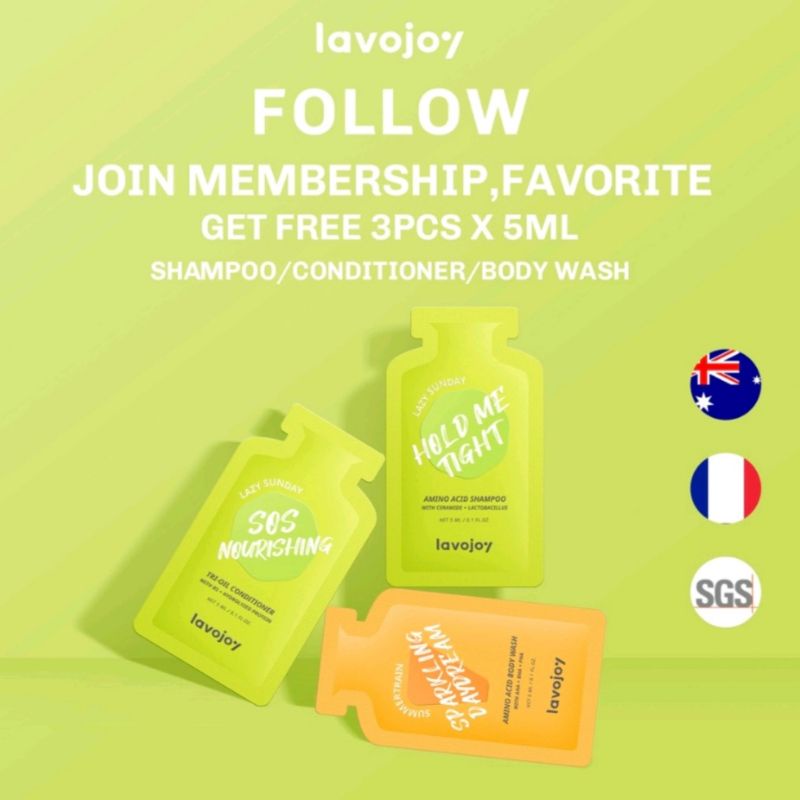 LAVOJOY SHAMPOO / CONDITIONER / BODY SERUM 5ml SACHET