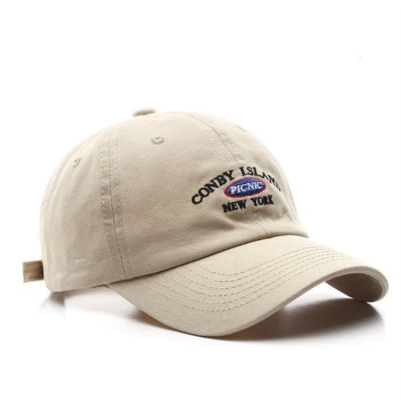 Best Seller - Topi Unisex Cap Hat Cotton Material Bordir Brooklyn Baseball / Baseball Cap Korea Trendy - COD-Conby Krem