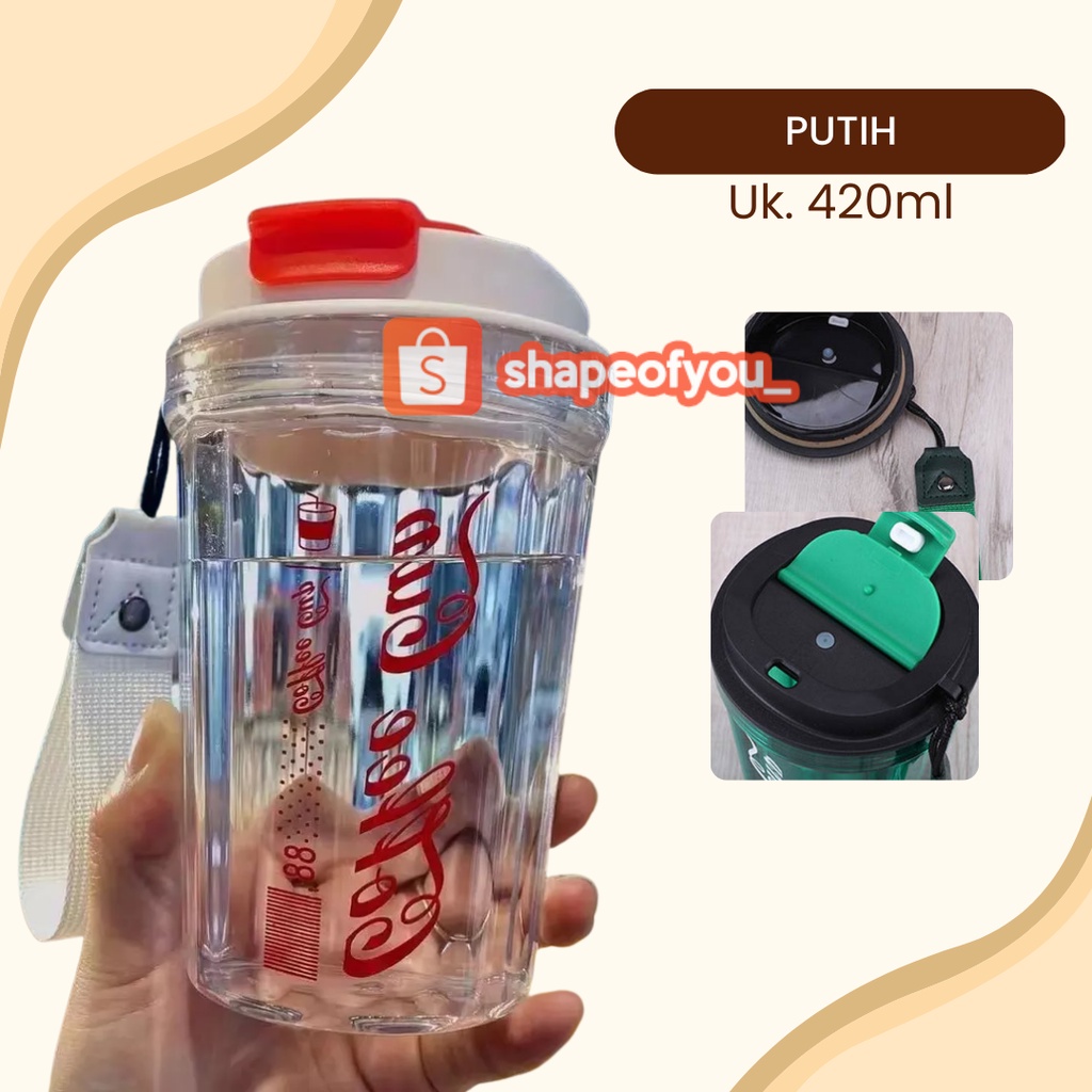 Glass Tumblr Aesthetic Gelas Minum Kaca Simple Elegan Water Bottle Cup for Coffee 420ml