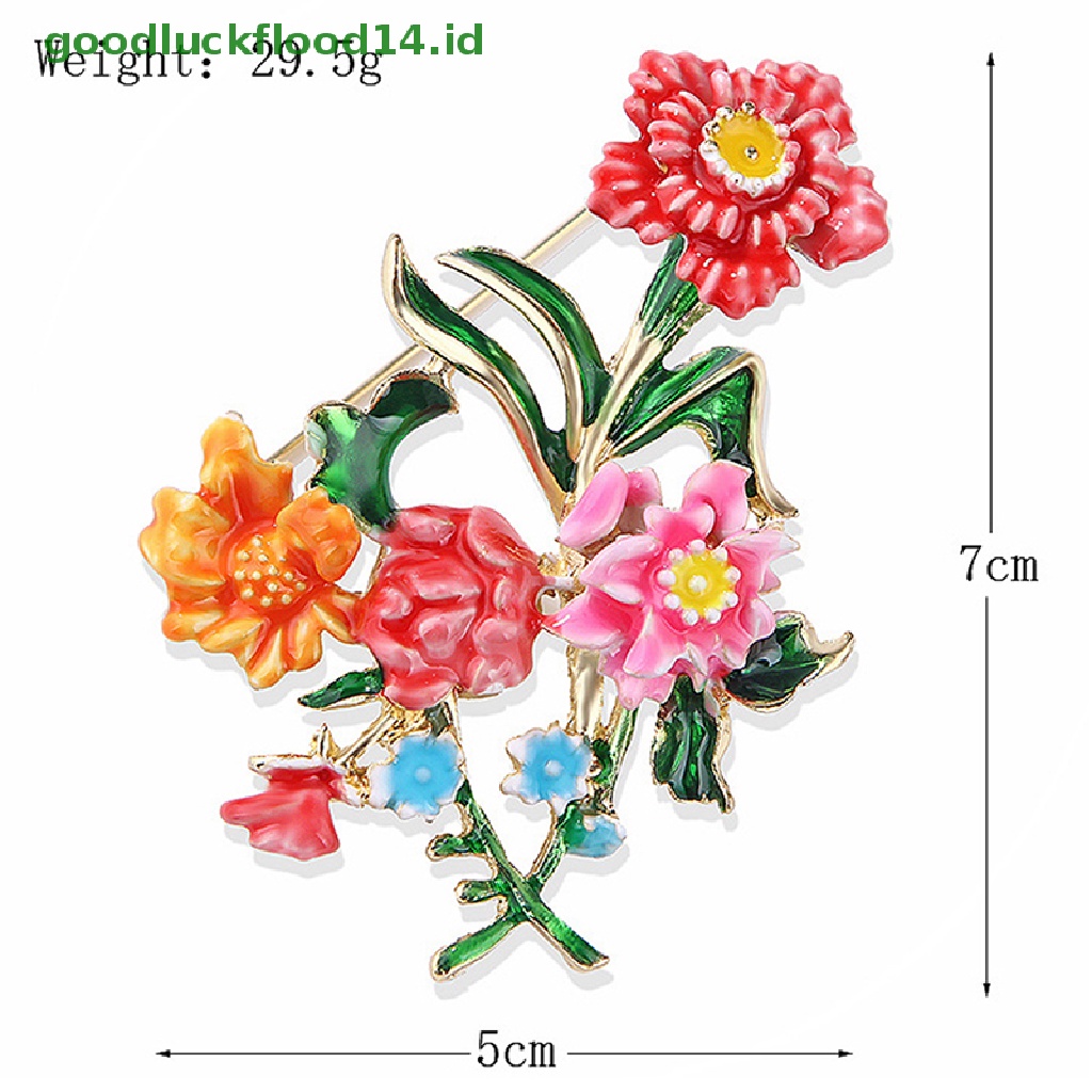 [GOOGFOUR] Enamel Warna-Warni Peony Bros Untuk Wanita Enamel Yang Indah Bunga Besar Bros Desain Baru Sweater Pin Mantel Gaun Perhiasan Hadiah [Atas]