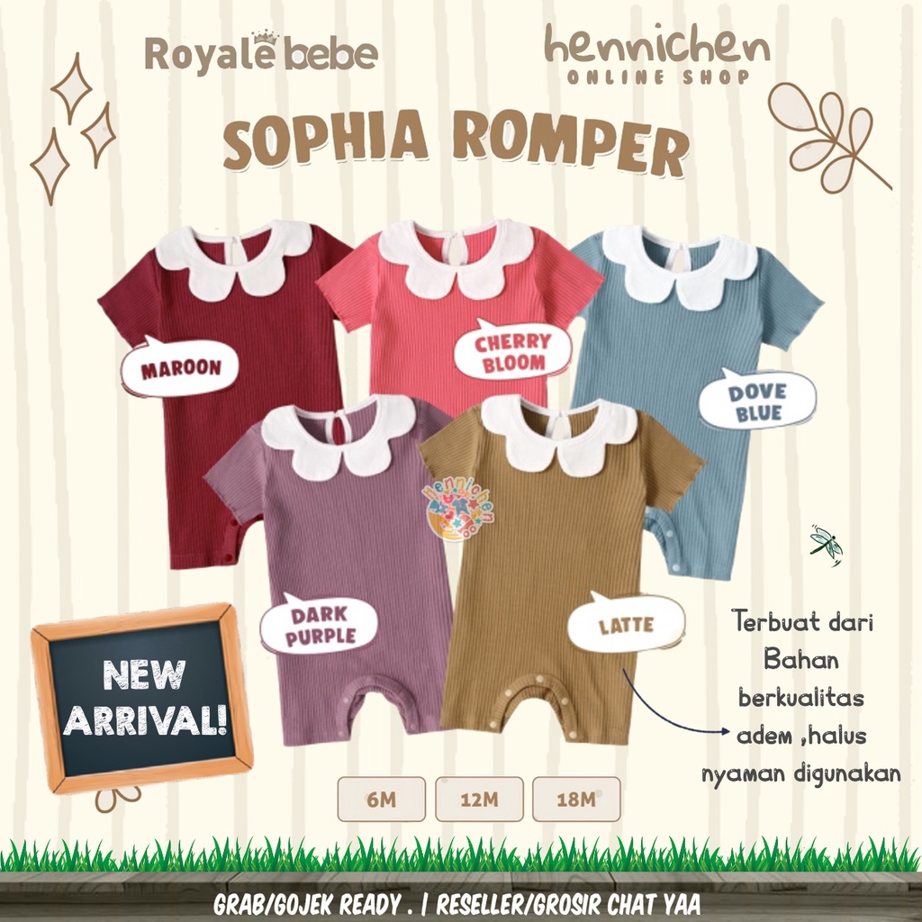 ROYALE BEBE SOPHIA ROMPER ROMPER ANAK BAYI COLLAR 6-18 BULAN