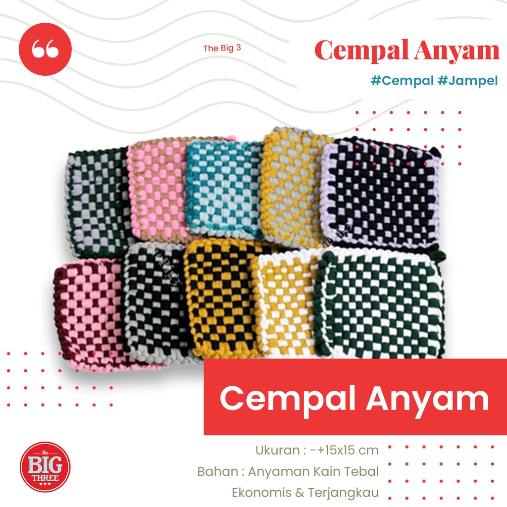 CEMPAL ANYAM ANTI PANAS / KAIN LAP CEMPAL WAJAN / JAMPEL / PEGANGAN PENAHAN TATAKAN ALAS PANCI WAJAN