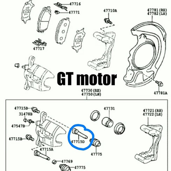 Pen Caliper Rem Roda Depan Atas Lexus RX300, Lexus RX330, Lexus RX350