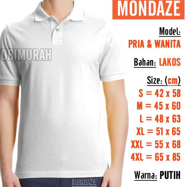 Kaos Polo Pria Wanita - PUTIH | Kerah Polos | MONDAZE | Shirt Dewasa | PENDEK ▫ TPT.08Ja23ν