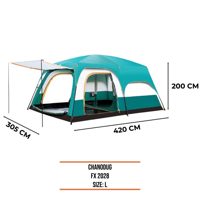 TENDA CHANODUG FX2028 SIZE L KAP 6-12 ORANG FAMILY CAMPING TENT OUTDOO
