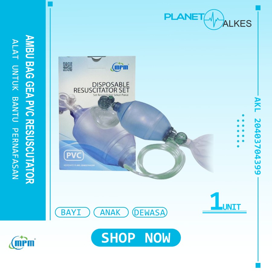Ambu Bag PVC Resuscitator / AmbuBag PVC MPM Bayi,Anak,Dewasa GEA