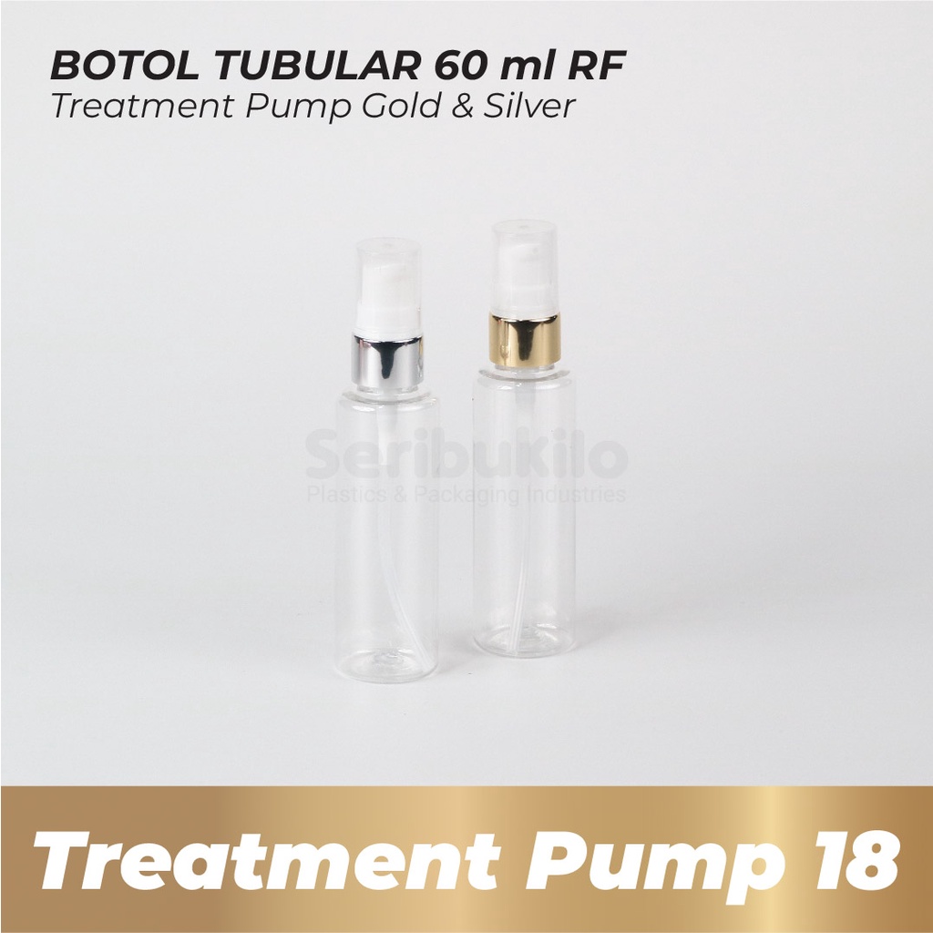 Botol Pump 60 ml RF/ Botol PET RF 60 ml Treatment Pump Gold / Botol Tubular RF 60 ml Pump Treament Gold/Silver