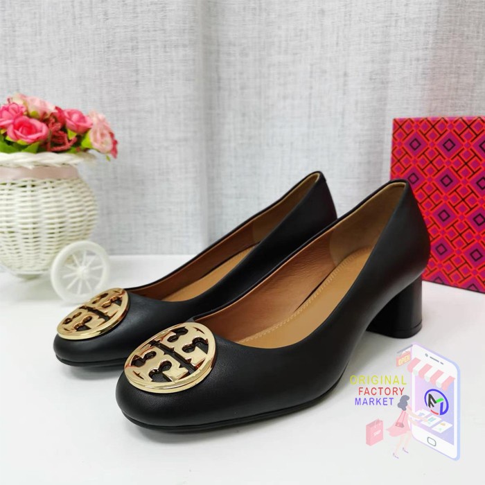 Heels Sepatu Tory Burch Benton Pump Heels Shoes Black 100% Original