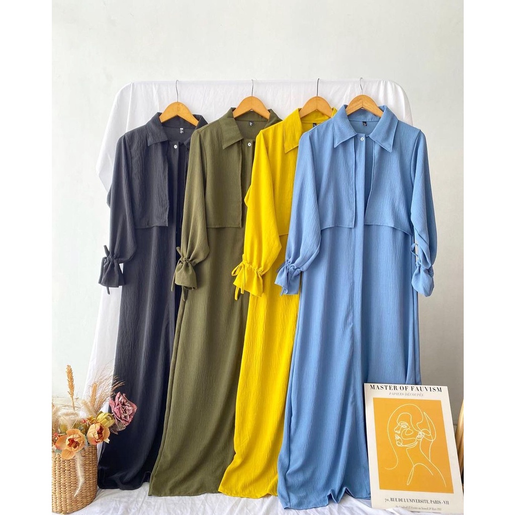 DRESS WANITA MOANA DRESS GAMIS MURAH ELEGAN CRINKLE AIRFLOW PREMIUM