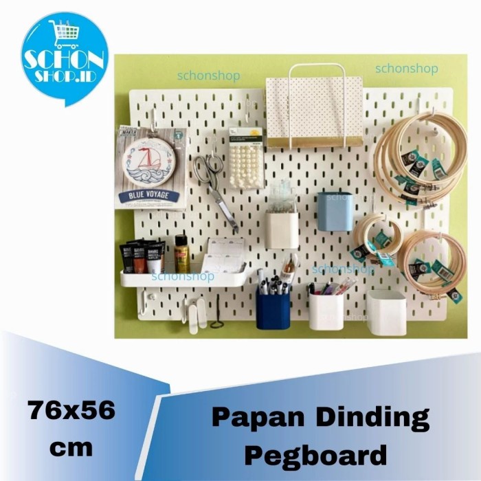 

Papan Dengan Gantungan Pegboard Motif Kayu/Putih-Rak Dinding 76X56Cm