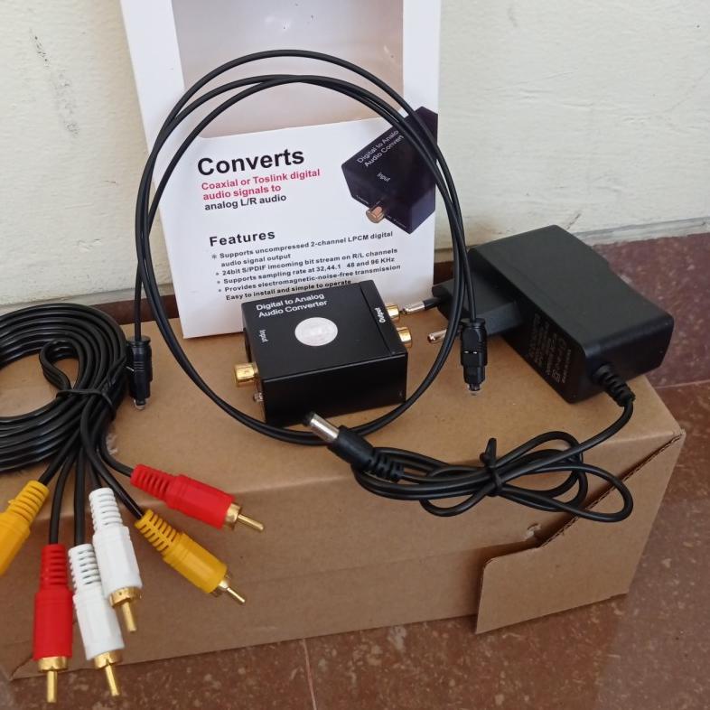 Limited | BMH|PAKET Converter Optik Audio to RCA + Kabel Optic Toslink dan Kabel RCA 3 to 3 untuk TV