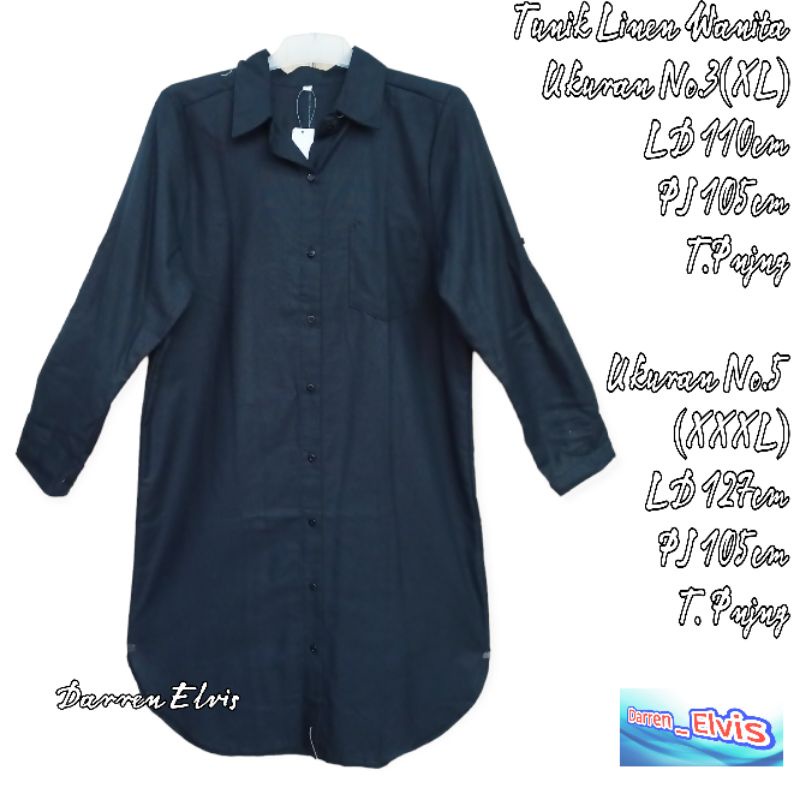 Tunik Linen Wanita Hitam Polos