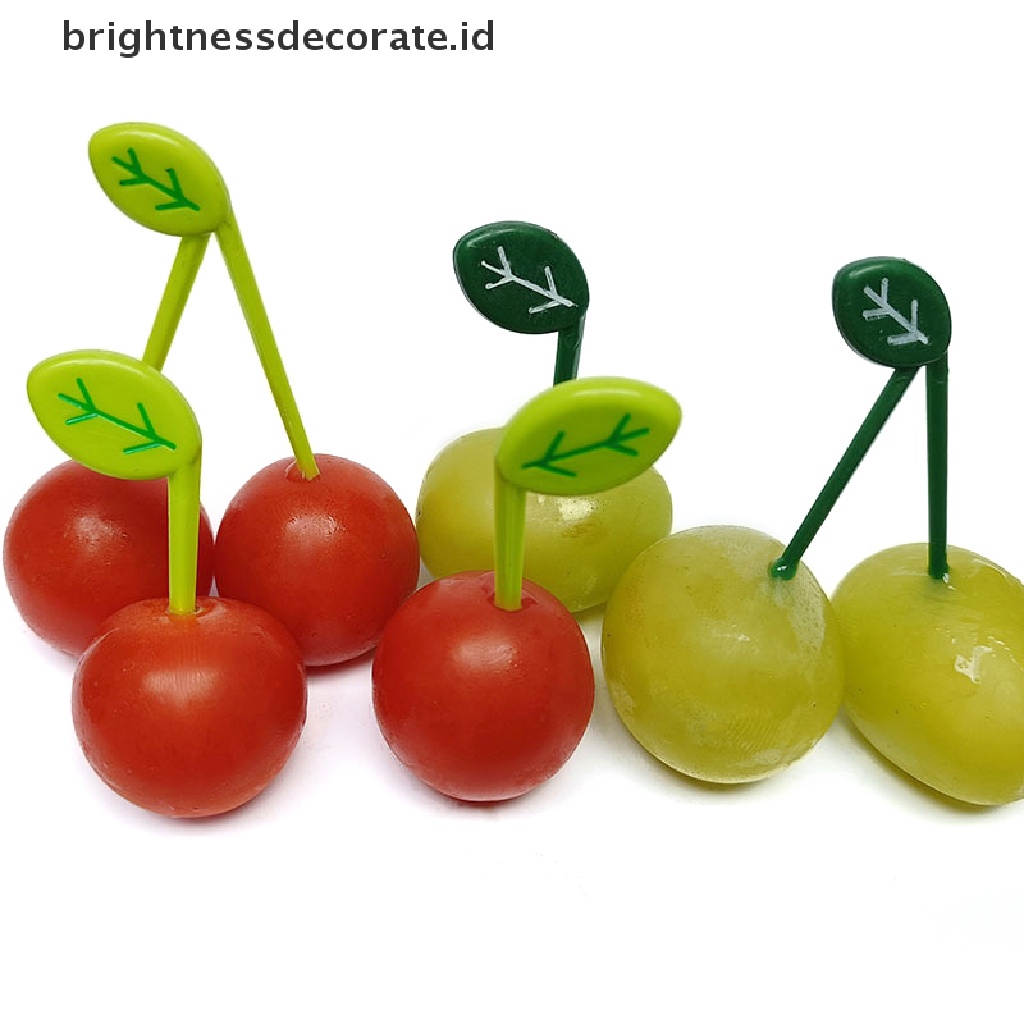 [Birth] 10pcs/set Daun Buah Garpu Picks Anak Snack Dessert Dekorasi Garpu Tusuk Gigi [ID]