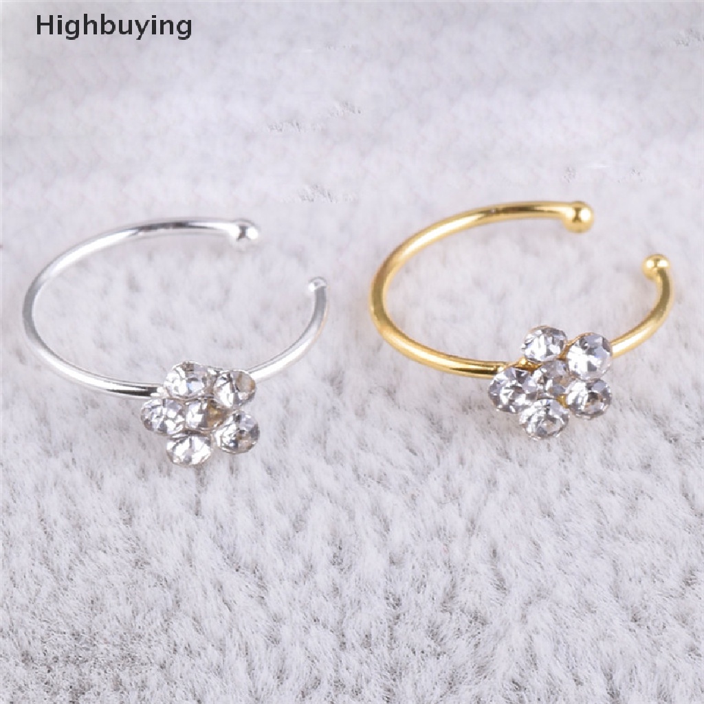 Hbid 1Pc Cincin Hidung Bunga Berlian Imitasi Kecil Tipis Jernih Pesona Nose Ring Perhiasan Fashion Glory