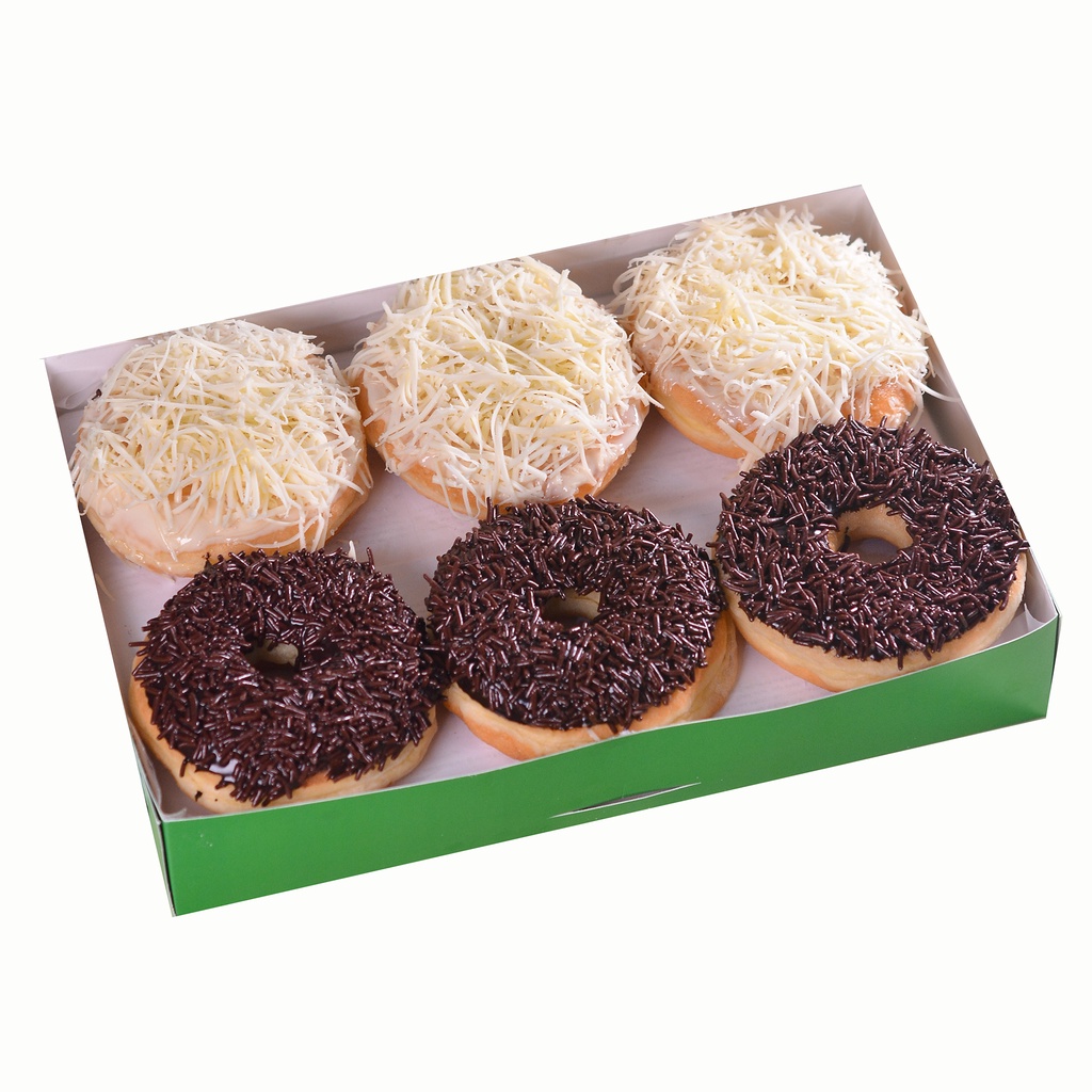 

donat kentang premium isi 6 + toping coklat dan keju