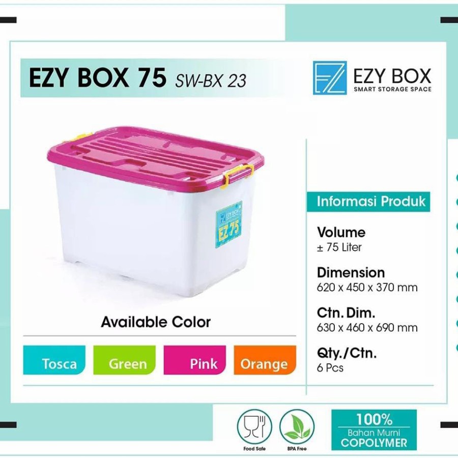 BIGGY Ezy Box - 75 L Multifunction Storage Box [Kotak Penyimpanan Multifungsi] / HARGA SUDAH TERMASUK PAKING BUBBLE WRAP