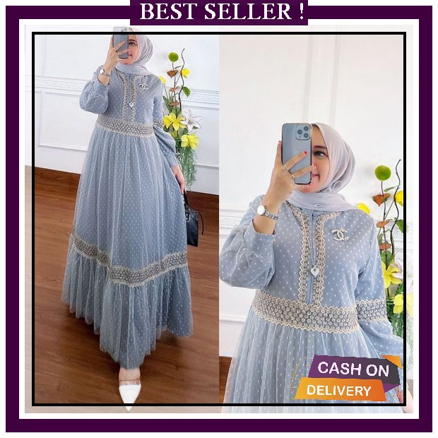 Umg17 Hitam Ukhti Munira Dress Gamis Dewasa Terbaru 2022 Untuk Lebaran Elegan Full Kancing Gaun Ibu 