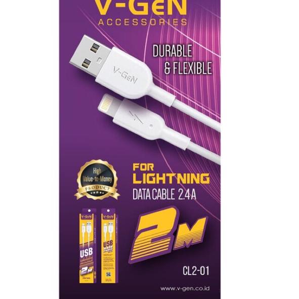 Kabel Data V-GEN for Lightning 2 Meter CL2-01 Fast Charging VGEN 2M [ITA.20Ja23ѕ]