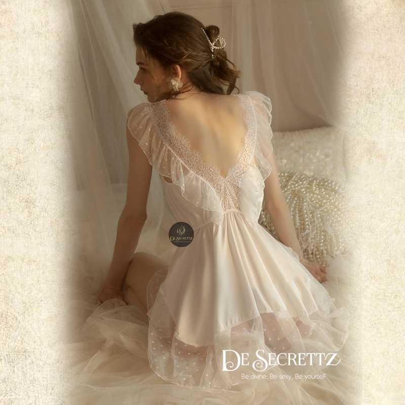 DeSecrettz LOUISE Baju Tidur Wanita Sexy, Sleepwear Sexy Bahan Premium Polyester Halus dan Lembut Di Kulit, Bisa COD